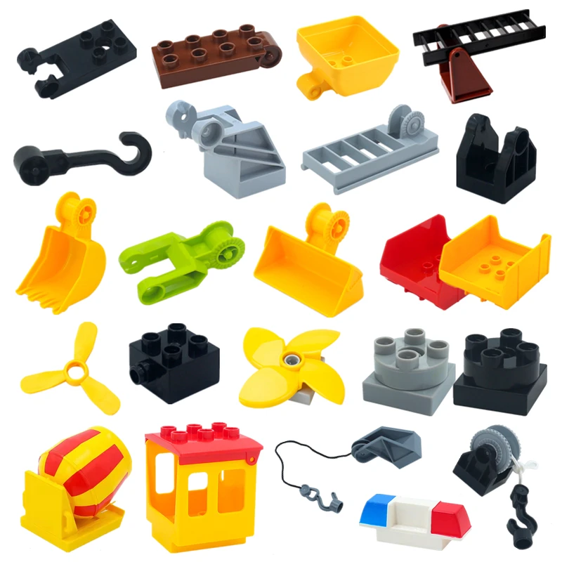 Big Building Blocks Traffic Mechanical Construction Accessories Bucket Compatible Large Bricks Children Kid Creativity Toys Gift