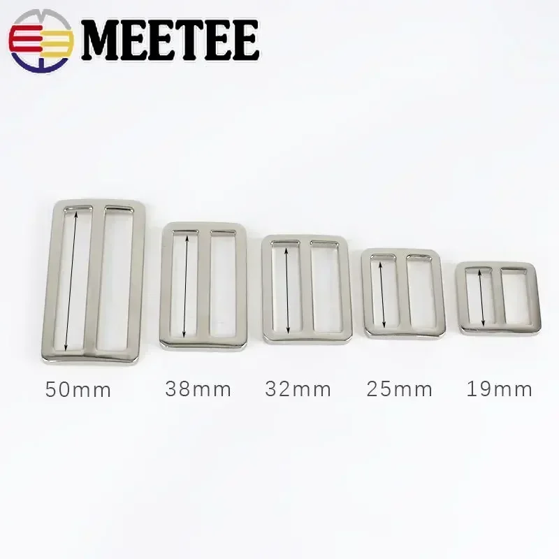 10/20Pcs 20-50mm Metal Buckles for Bag Strap Slider Tri Glide Adjuster Clasp Webbing Backpack Hooks Loops DIY Accessories