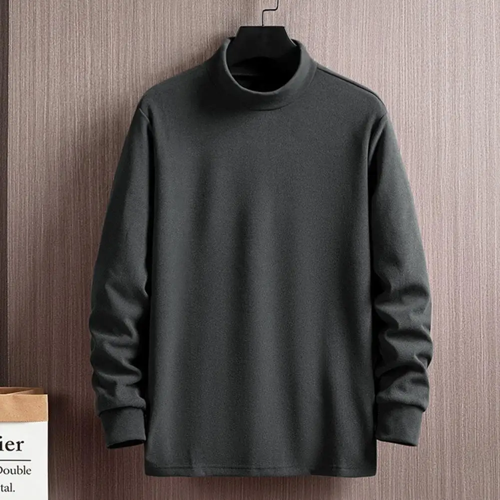 2024 Men's Pullover Casual Trend Solid Color Stand Up Collar Slim Fit Shirt Youth Base Soft Men's Luxury Clothing