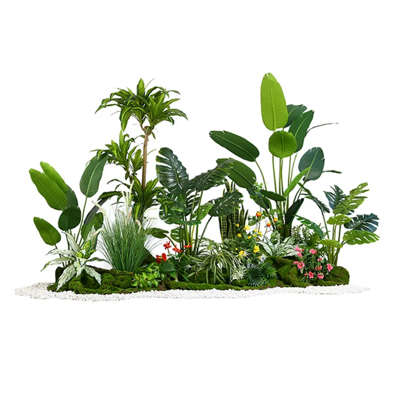 

Simulation green plants, landscaping, window, stairs, space, landscape soft decoration