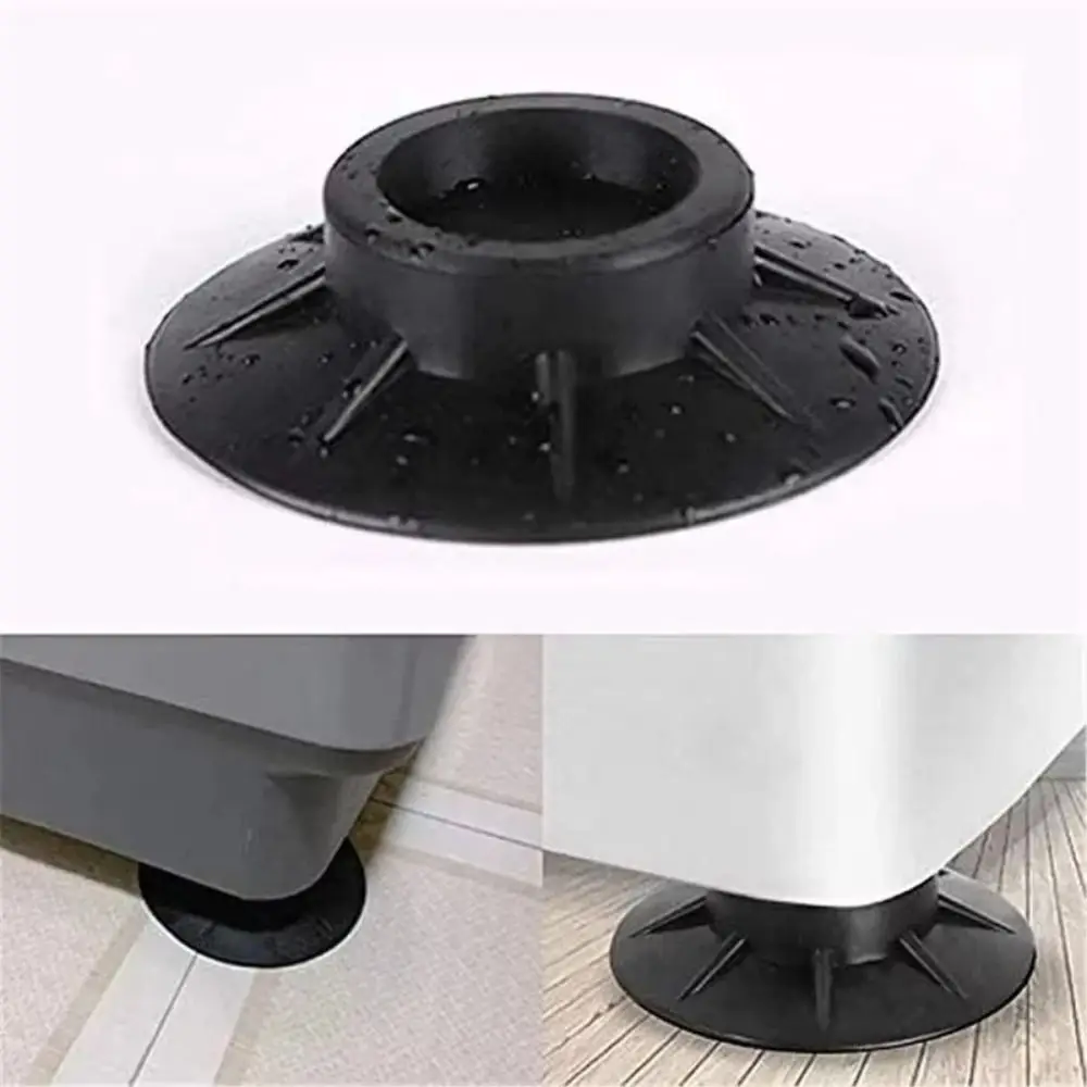 4Pcs Durable Non Slip Washing Machine Feet Pads Shock Proof Black Rubber Shock Mute Pads Elasticity Protectors Floor Mat