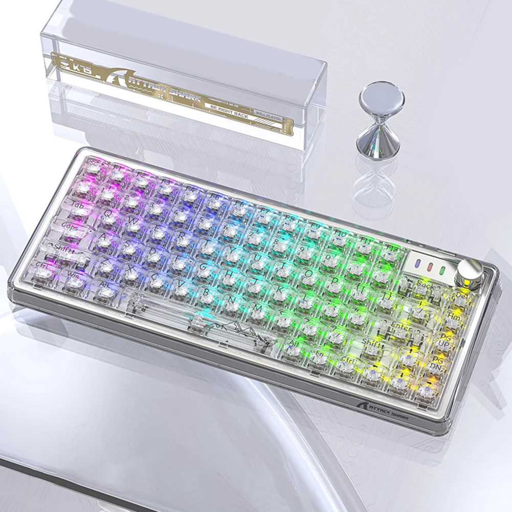 

K75 Mechanical Gaming Keyboard 3 Mode 2.4G Transparent Keyboard 81 Keys Hot Swappable RGB Backlit Keycap for Desktop Computer PC