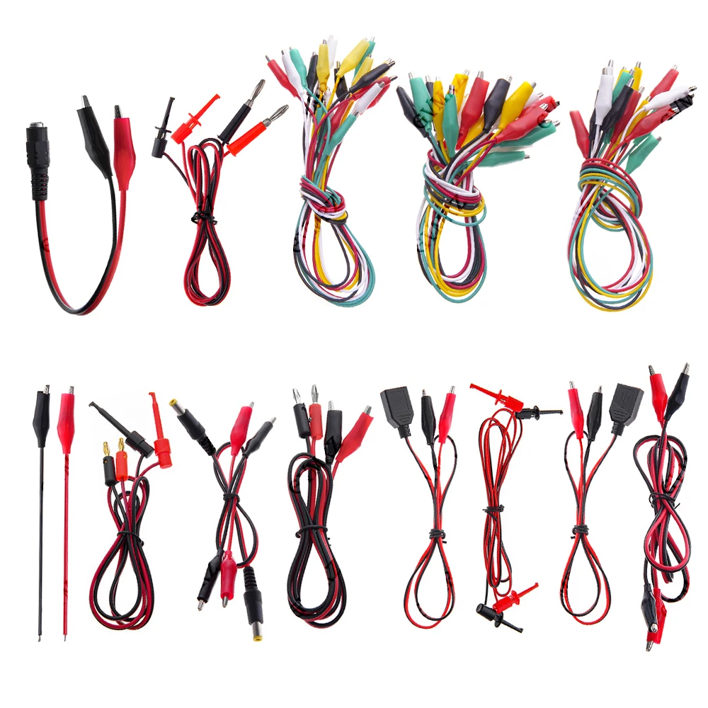 1PCS 4MM Gold Plated Plug Double Headed Crocodile Test Clip Turn Alligator Clip Wire Power Test Wire Hook Color Connecting Wire