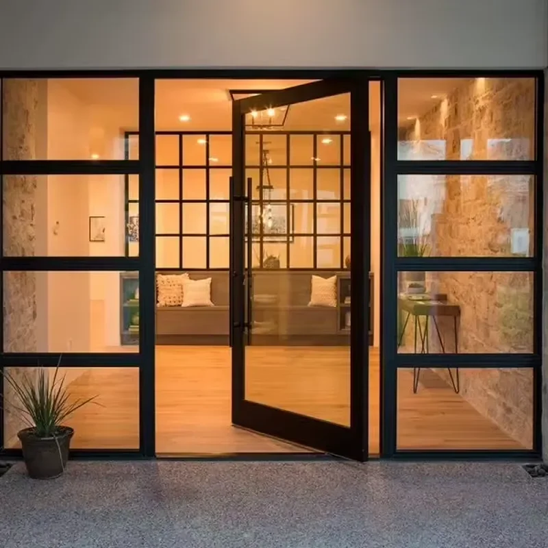 Elegant Perfect Blend Design Wide Opening Large Architectural Spaces Striking Focal Point for Any Entrance Glass Pivot Door