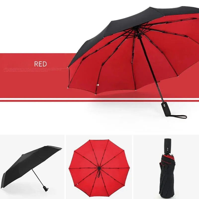 Double-layer Automatic 10-bone Rain and Sun Umbrella Windproof Sunscreen Rain and Sunshine Dual-use Business Folding Umbrella