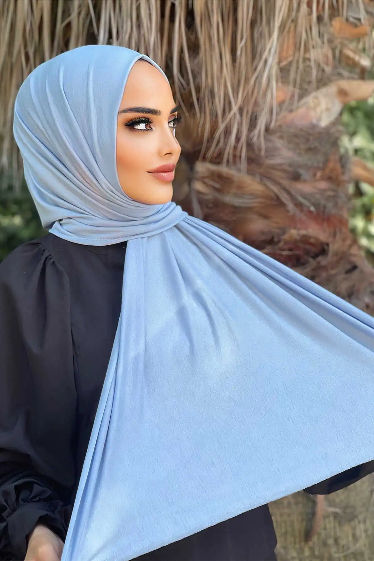 

Combed cotton Shawl E- Bebe Blue Winter Autumn 2021 Muslim Women Hijab headscarf Islamic Turkey