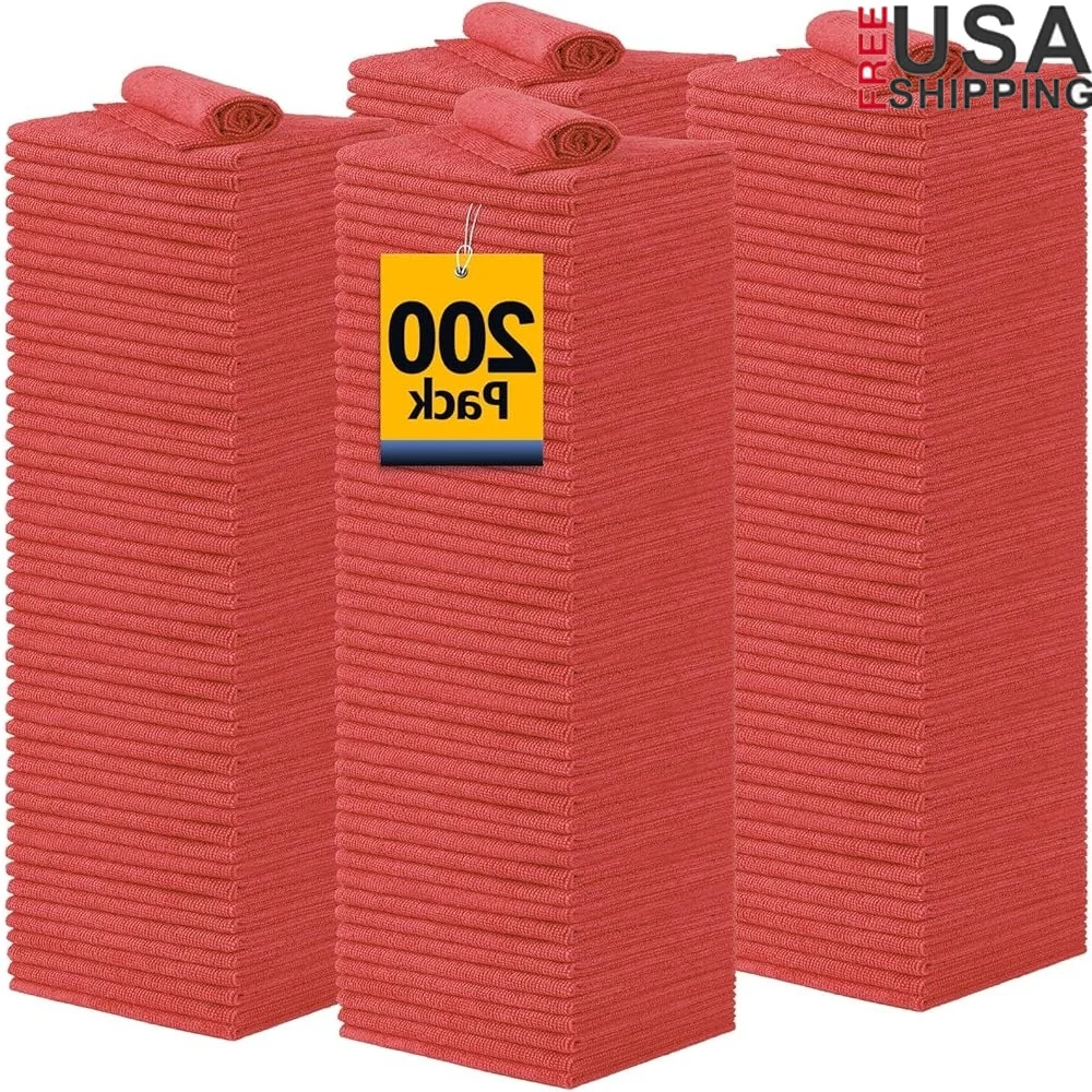 

200 упаковок чистящих салфеток из микрофибры, многоразовые безворсовые полотенца для магазинов, чистящие средства для кухни, гаража и мастерской