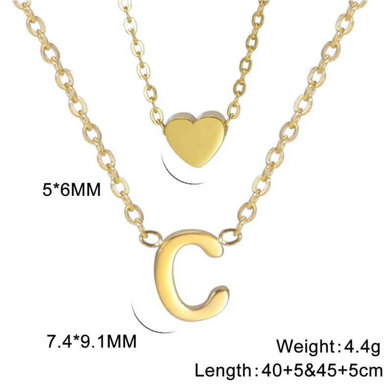 Mode Tiny Herz Initial Halskette Gold Silber Farbe Multilayer Brief Choker Halskette Für Frauen Charme Anhänger Schmuck Geschenk – Detail 19