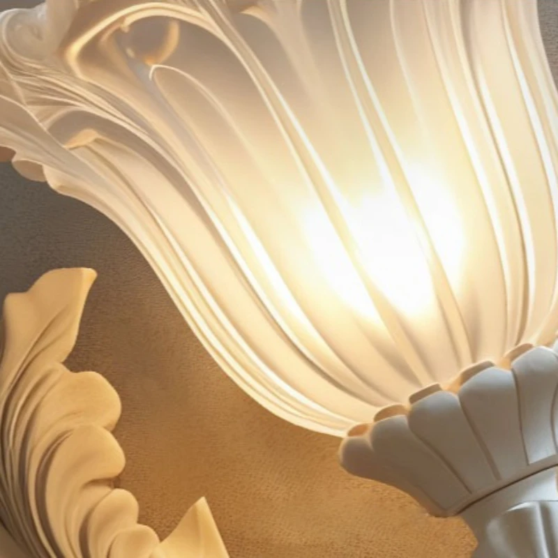 الراتنج وحدة إضاءة LED جداريّة مصباح الفرنسية الرجعية الفاخرة الجدار ضوء المدخل غرفة المعيشة مصابيح الإضاءة الداخلية لوازم الديكور أضواء