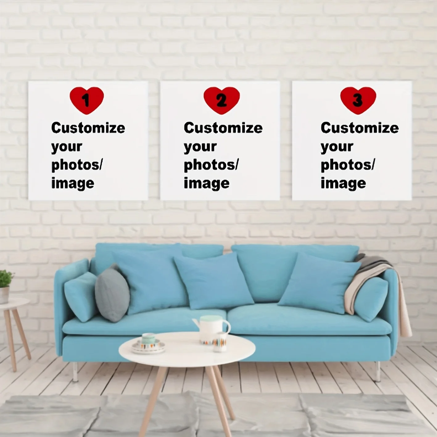 3PCS--3pcs/set Custom Square Canvas Poster Personalized Couple Family Pet Music Album Wall Art Prints for Valentine's Day Hom