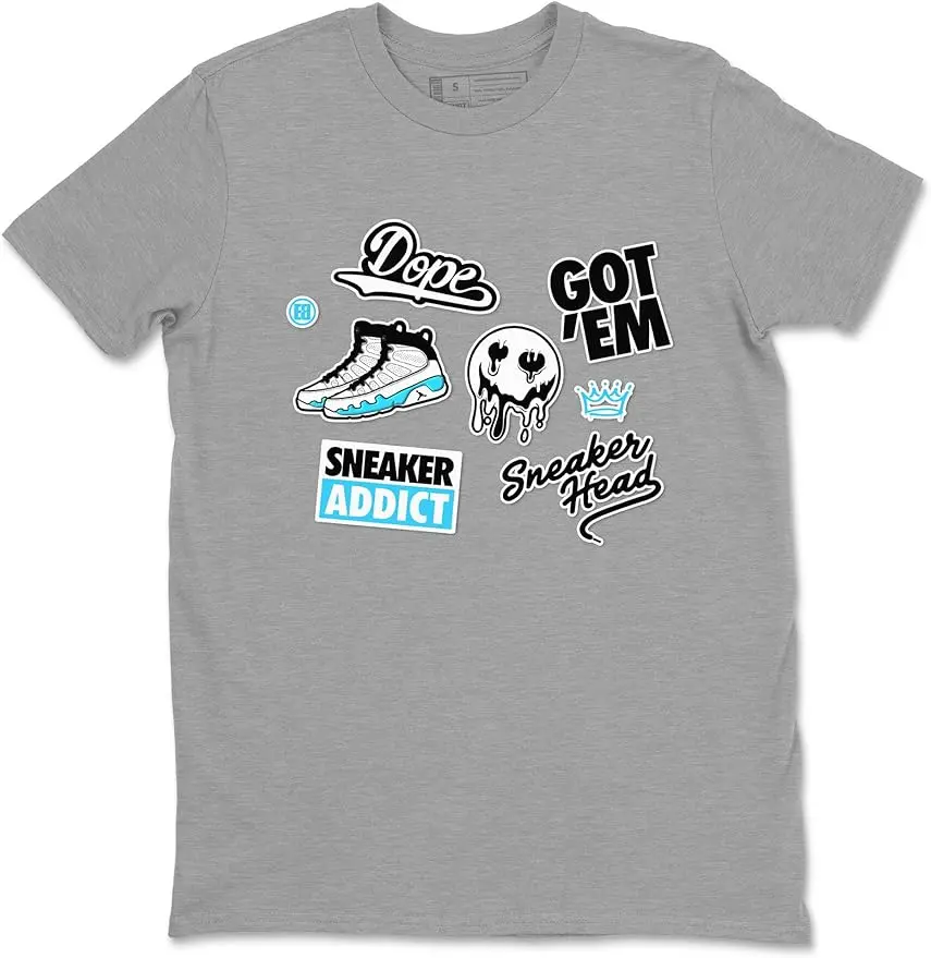 9s Powder Blue Design Printed Sneakerhead Sticker Sneaker Matching T-Shirt