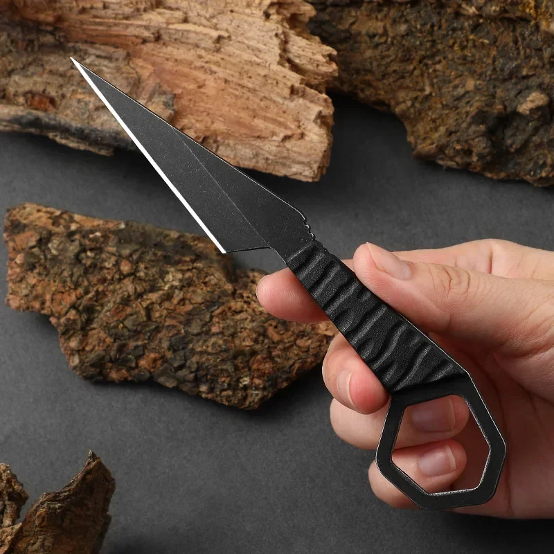 New portable outdoor camping straight knife, hiking self-defense survival knife, outdoor multi-functional edc knife