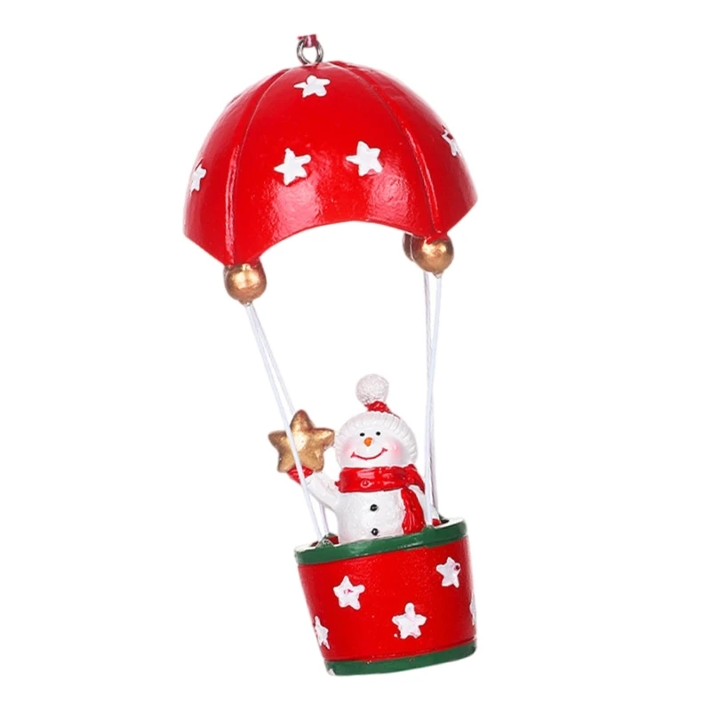 Árvore pingente pára-quedas papai noel/boneco neve/veado pendurado ornamento resina decoração para casa fontes