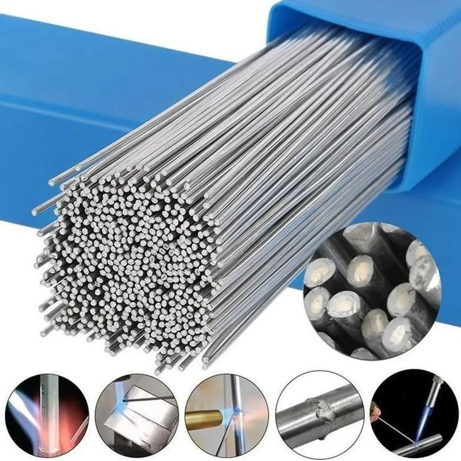 50/30/10pcs Low Temperature Melt Aluminum Simple Welding Rods Universal Silver Cored Welding Electrodes Wire Solder 500*1.6mm