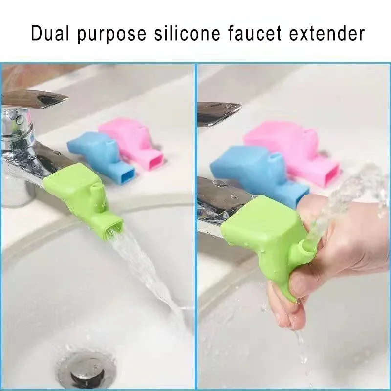 

Highly Elastic Silicone Faucet Extender Bathroom Sink Fixture Children's Hand Washing Accessories Water Tap Nozzle Kitchen Home