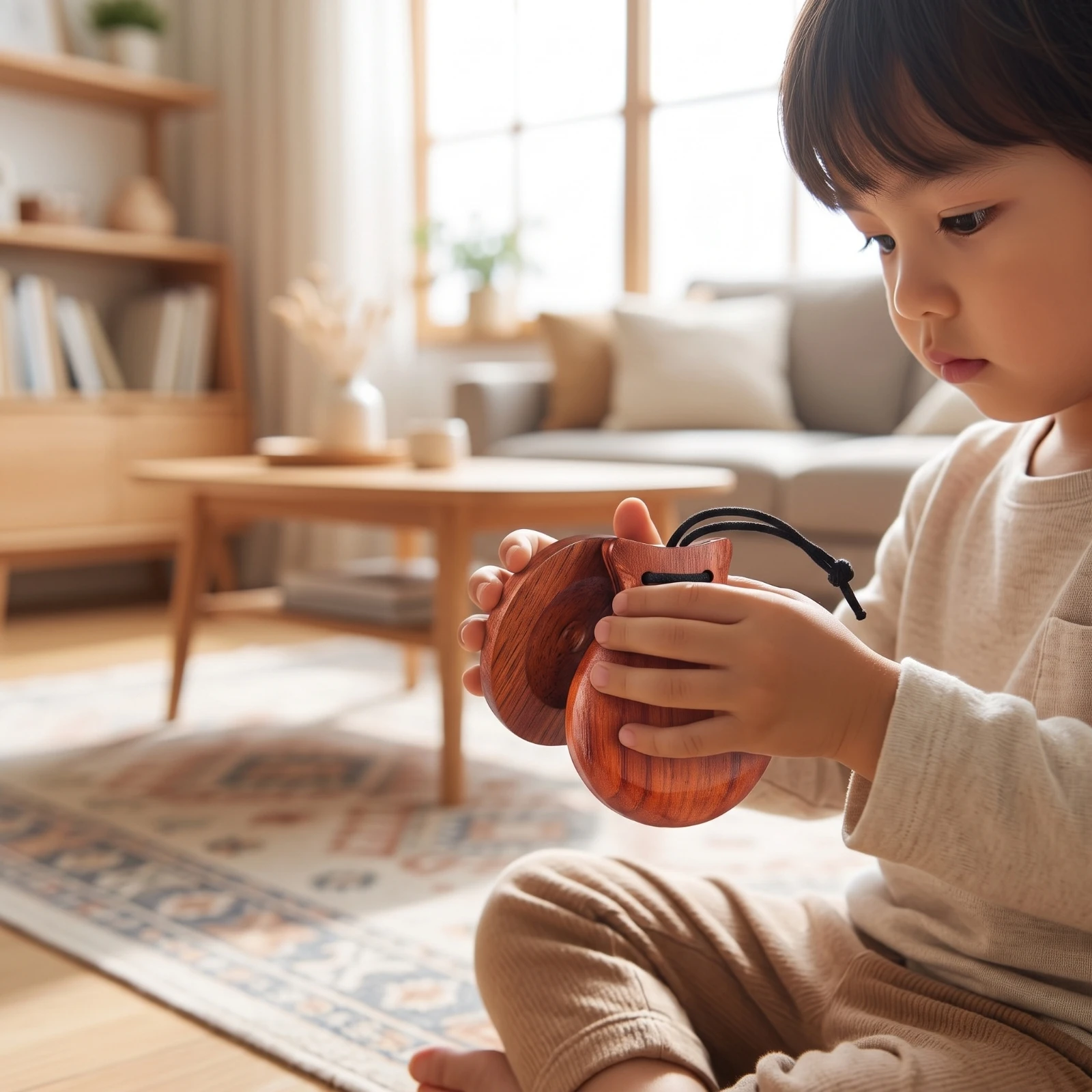 Wooden Clappers with Cord Compact Wooden Hand Clapper Handheld Musical Castanet Natural Hand Clappers Easy to Carry
