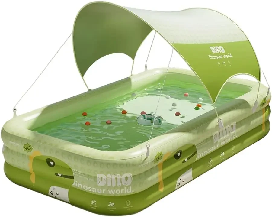 

Inflatable Swimming Pool With Canopy Wireless Air Pump For Outdoor Backyard Garden Summer Family Water Party