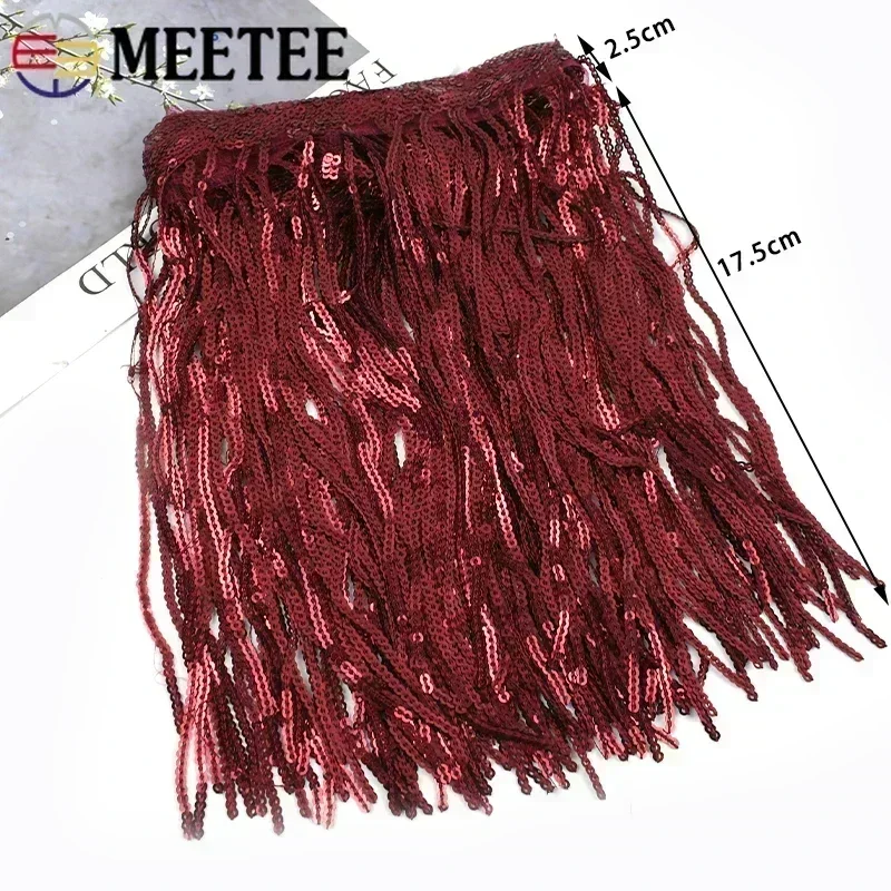 2-10Yards 20cm Sequin Tassel Fringe for Sewing Dance Dress Fringes Lace Trims Ribbon Tassels Fabric DIY Garment Accessories