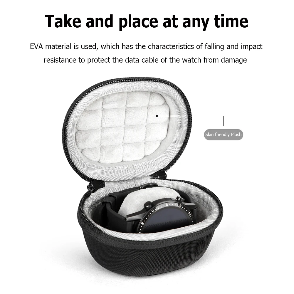 Watch Bracelet Storage Case Shockproof EVA Plush Carrying Box for Galaxy Watch5/Apple Watch/Haylou GST шкатулка для часов