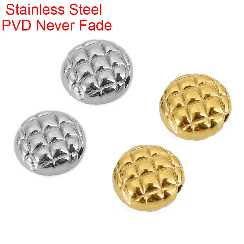 5 uds PVD nunca se decolora cuentas espaciadoras de acero inoxidable a granel diámetro 8mm collar redondo cuentas lote para DIY pulsera hallazgos fabricación de joyas