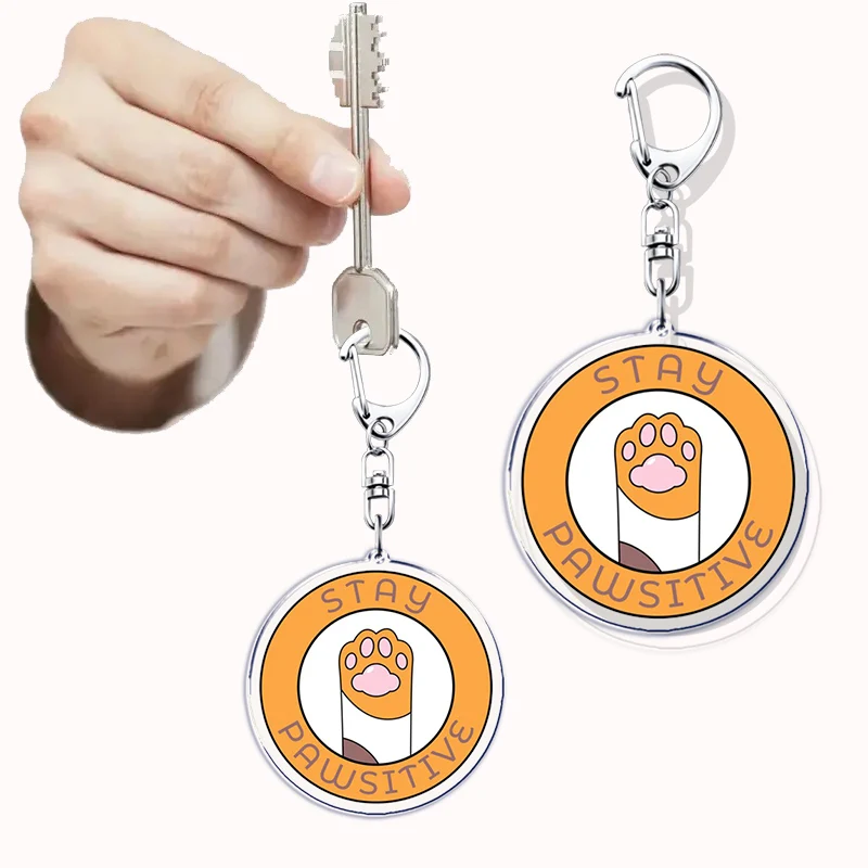Lucu tetap Pawsitive kucing gantungan kunci gantungan kunci untuk aksesoris tas wanita kreatif kutipan liontin gantungan kunci penggemar perhiasan