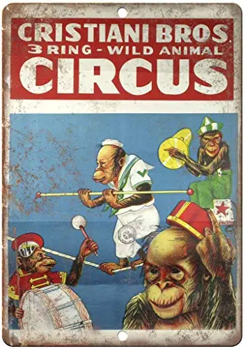 Vintage Look Funny Metal Tin Sign 8x12in,tiani Bros Circus Winld Animal -,Warning Hazard Metal Tin Sign Metal Sign with Hazardou