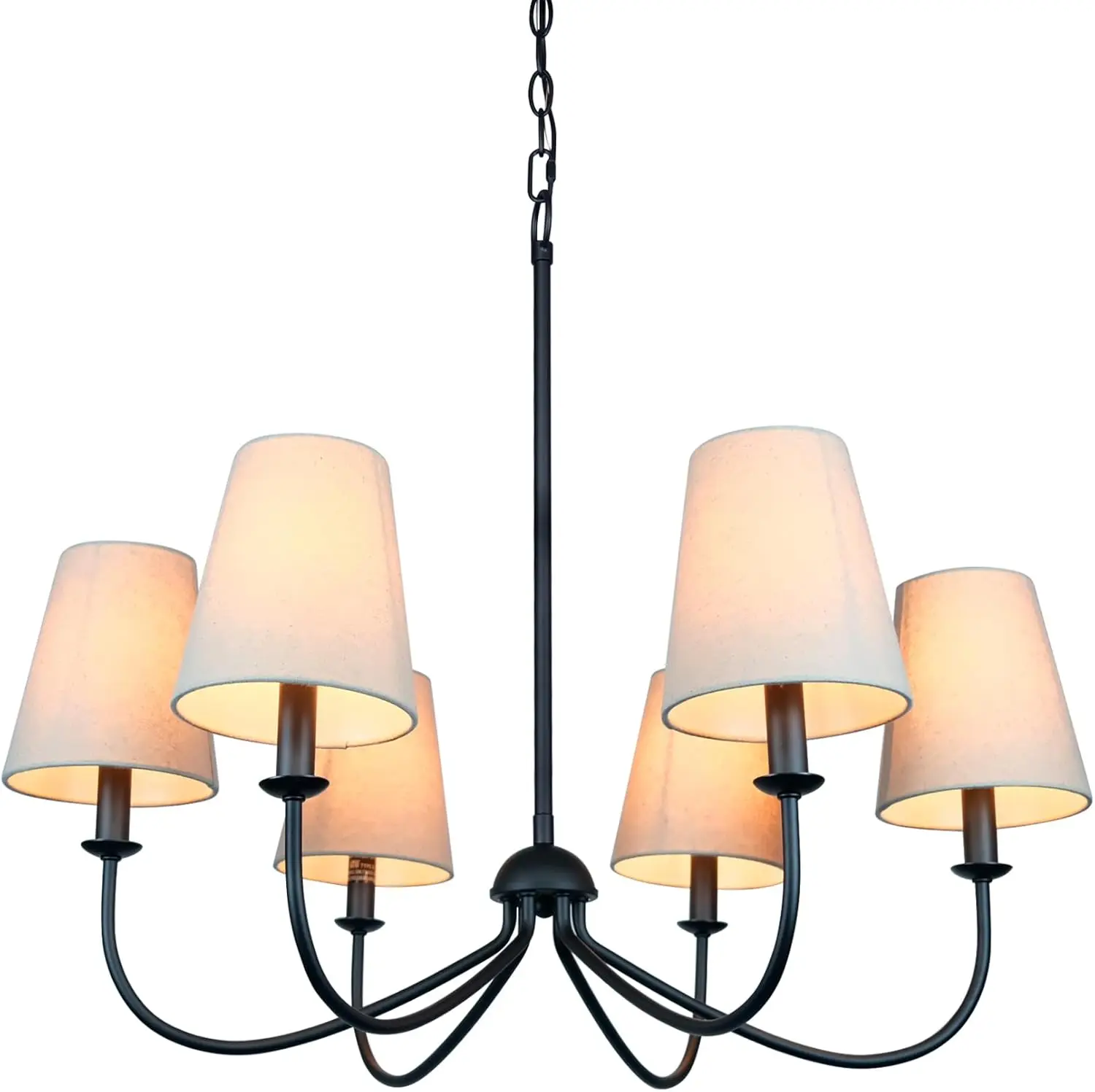 

Chandelier, Matte Black with Linen Fabric Shade, 6-Light 28" Modern Farmhouse Linear Pendant Lighting Fixture for Kitchen Island