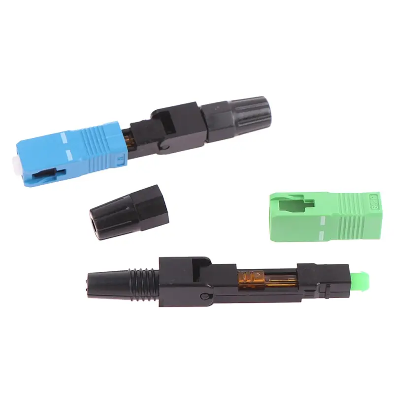 5pcs Embedded SC APC Fiber Optic Fast Connector Single Mode Fiber Optic Adapter FTTH Fiber Quick Connector Field Assembly