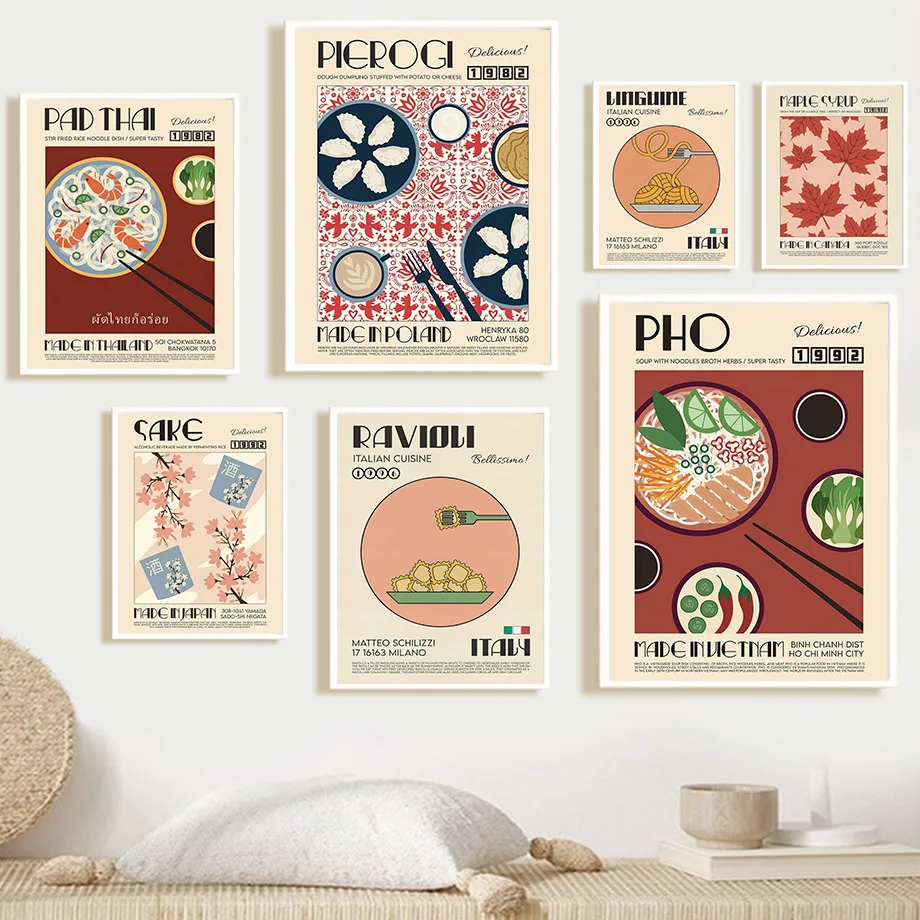 Kitchen Food Cooking Pho Ravioli Sake Wall Art Canvas Painting Nordic Posters And Prints Wall Pictures For Living Room Decor