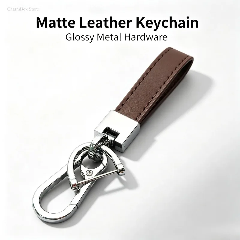 Solid Leather Minimalist Car Keychain Detachable D-ring Key Ring Pendant Charm for Auto Keys Business Gift Wholesale