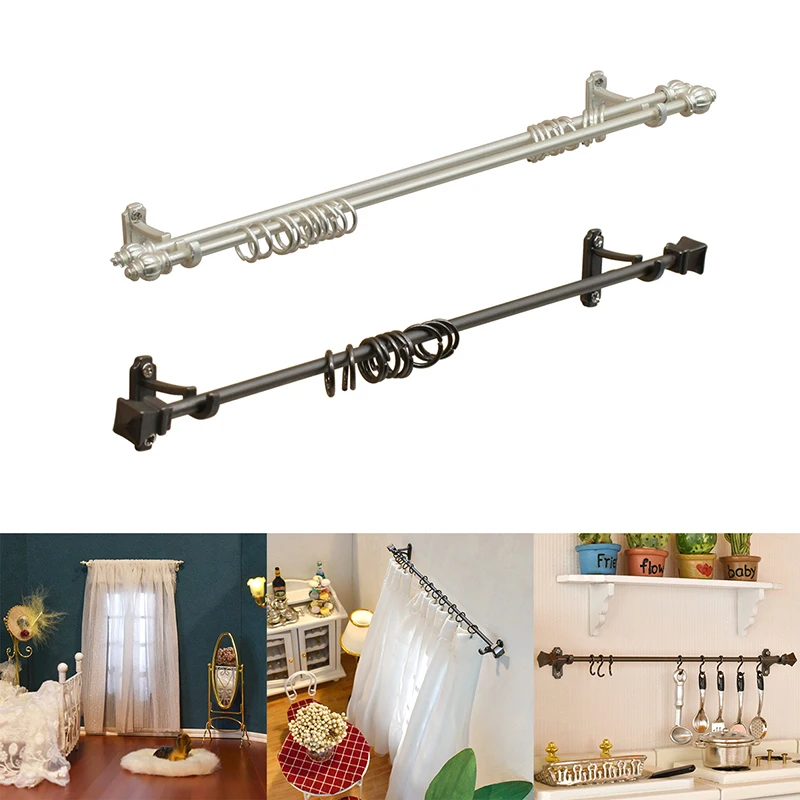 【M】1:12 Dollhouse Miniature Curtain Rod Metal Hook Up Rings Window Fitgs Furniture Model Decor Toy Doll House Accessories