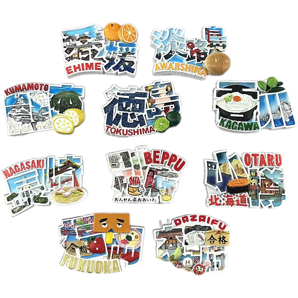 Japan Regional City Food Series 3D Fridge Magnet, Resin Japanese Cuisine Souvenir, Collectible Travel Gift