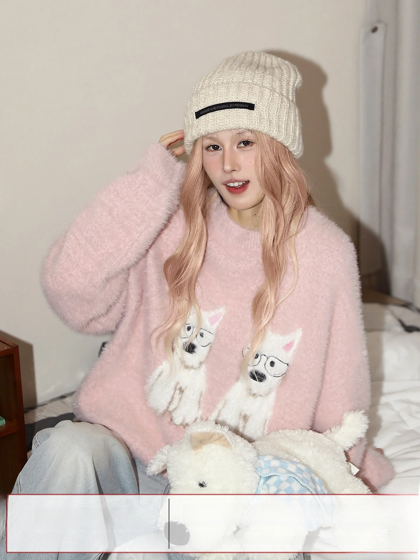 

Милый американский женский круглый вязаный свитер Ne Lazy Sle, осень-зима, маленький размер, топ из мягкого полиэфирного волокна Manyston