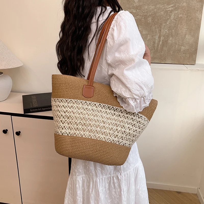 

Модная женская сумка через плечо из рафии, элегантная шикарная сумка в стиле бохо, просторная и дышащая летняя сумка, идеально подходит для путешествий и повседневного использования