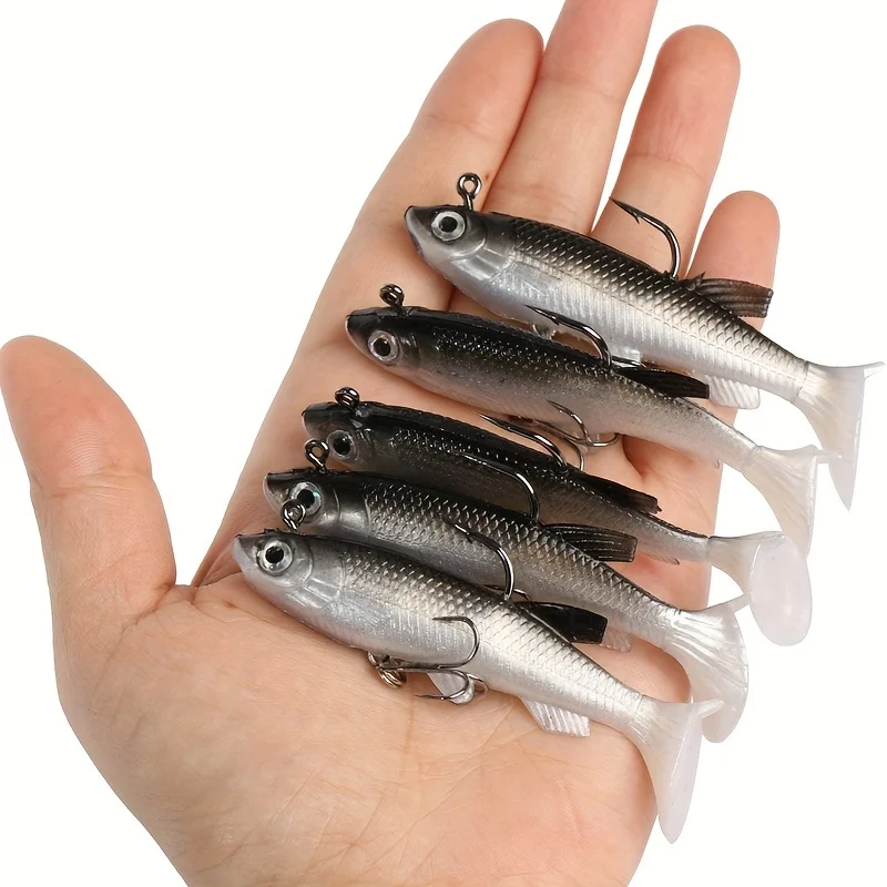 5pcs/Lot Jig Hook Silicone Soft Bait Set Swimbait 8cm 12.5g Fishing Wobblers Artificial Rubber Baits for Pike Bass Lure Tackle