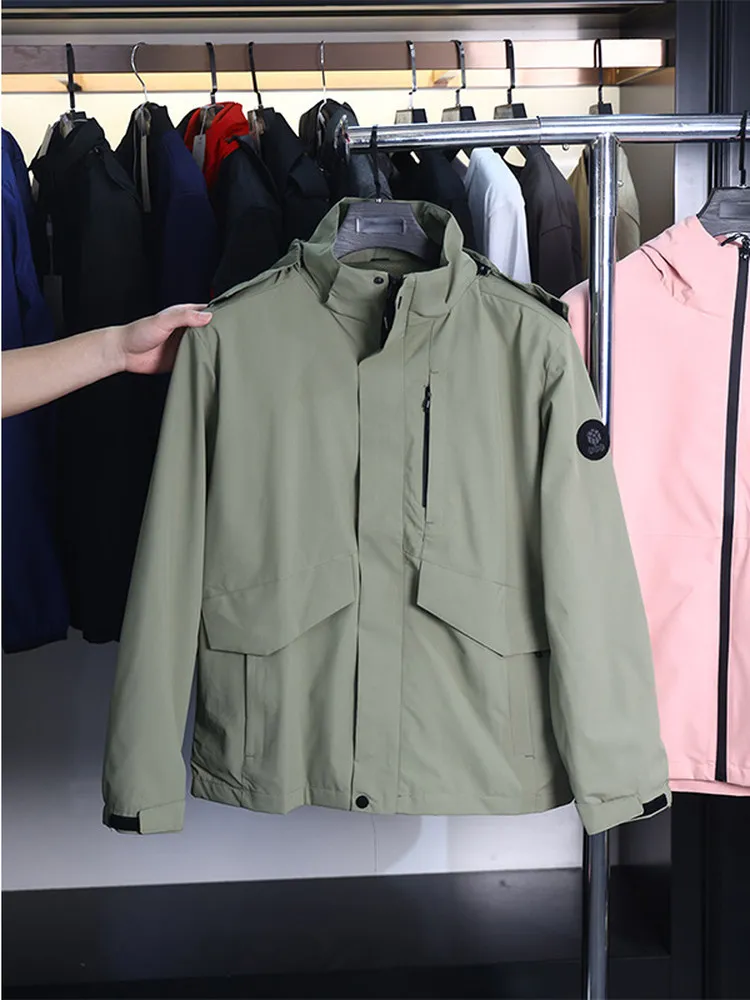 

Urban Faion Men's Windproof Waterproof Inteated Hoodie Jaet Durable Polyester Stand Fit Autumn Wear Casual Outerwear