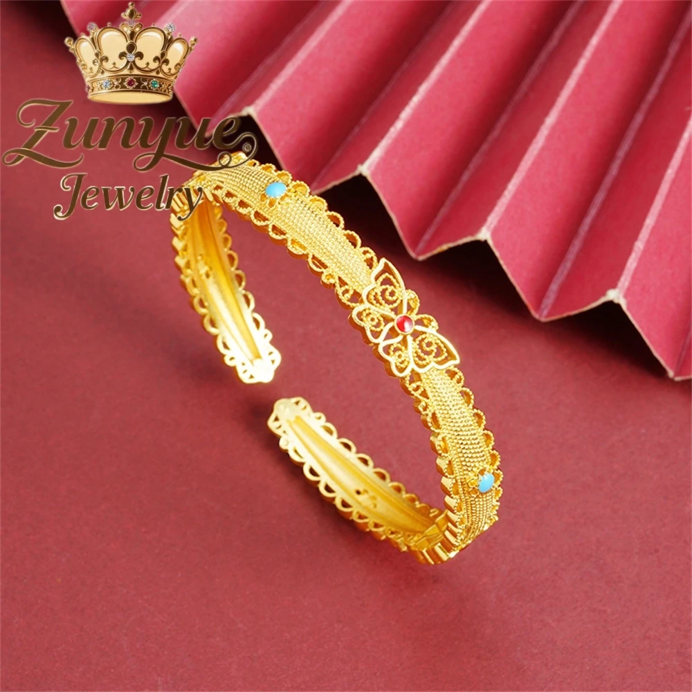 

Sand Gold Bracelet With Hollowed-Out Butterfly Openings Luxury Quality Jewelry Fashion Jewelry Exquisite Elegant Charms Popular