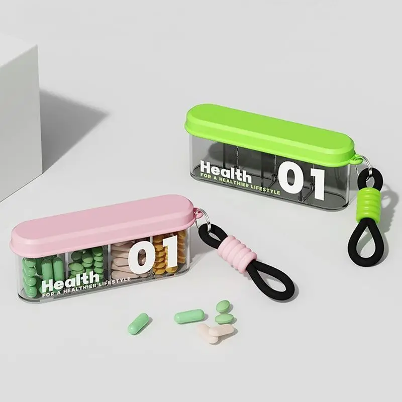 

족저근막염 Small Pilles Case Portable Pill Organizer Pill Container for Pocket 4 Compartments Seven Day Mini Pill Storage Box Hanging