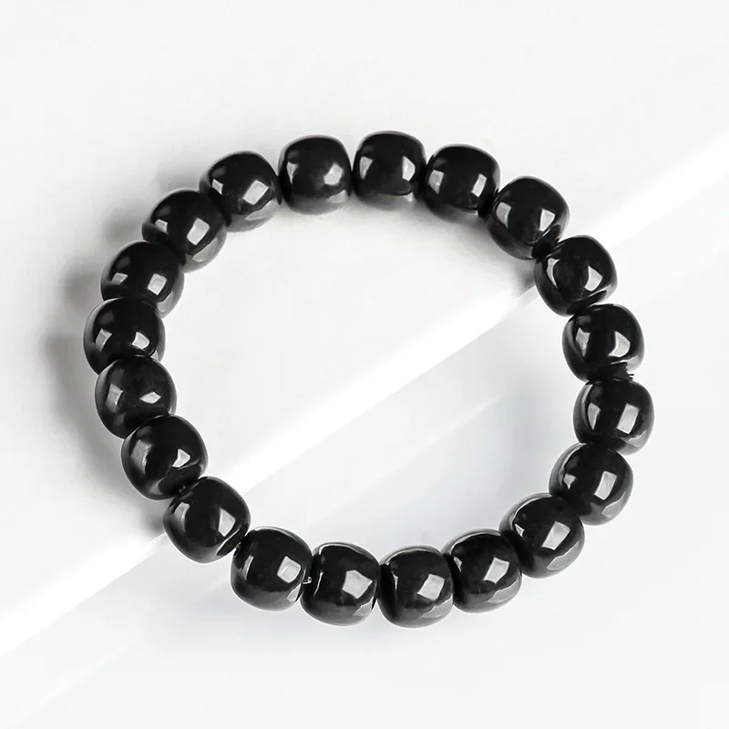 

Authentic Natural Hotan Jade Black Jade Hand String Beads Bracelet Fashion Simple Men and Women's Jewelry Wholesale Bracelet