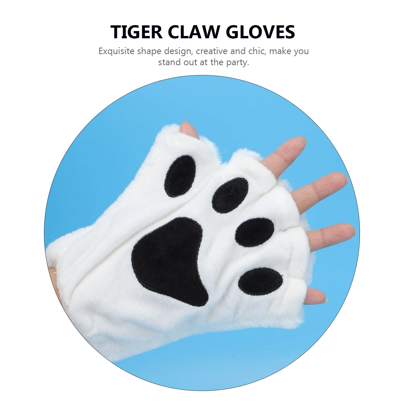 

1Set Cosplay Tiger Tail Claw Gloves Ear Headband Party Supplies Animal Costume Performance Prop Tiger Tail Props