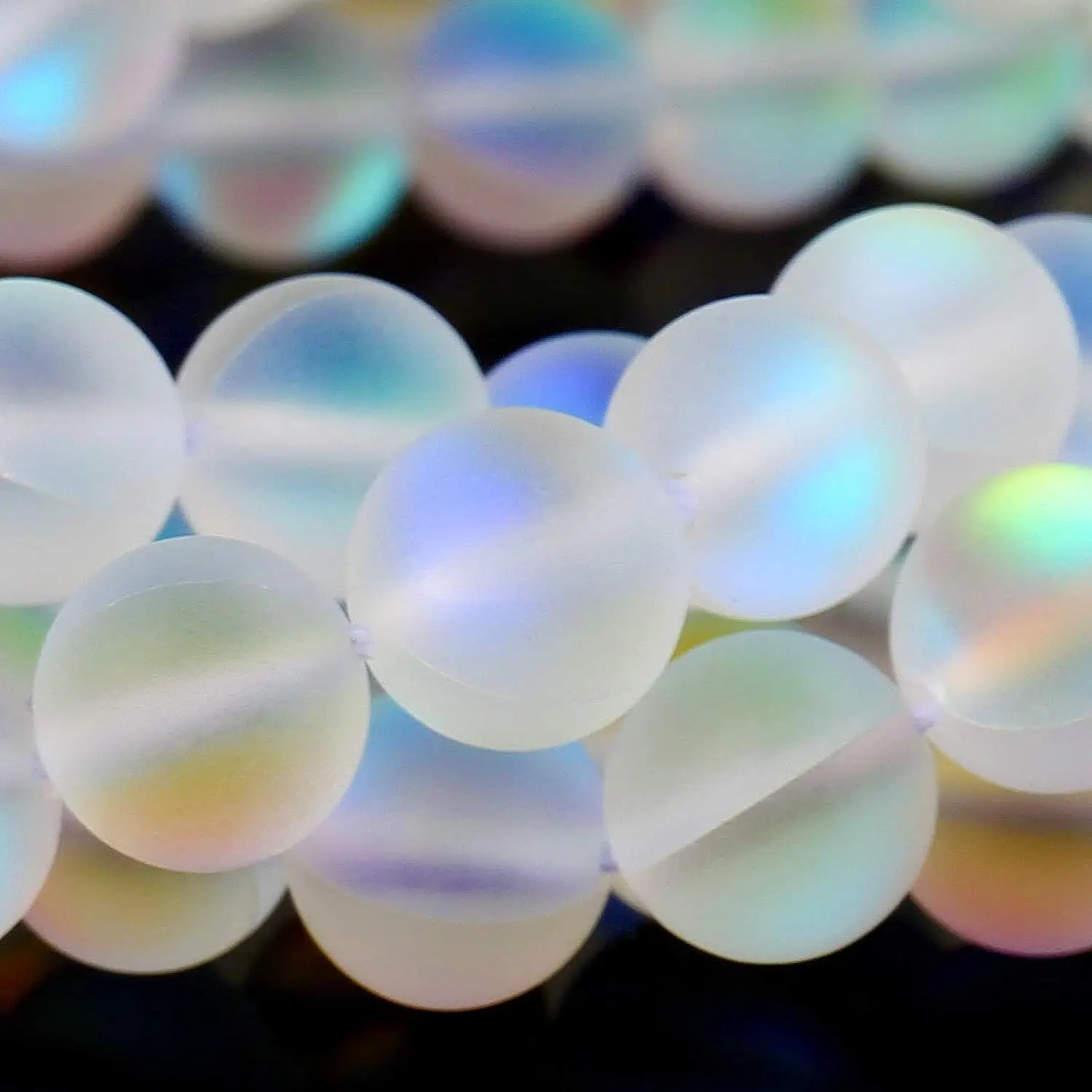 ماتي أورورا كريستال زجاج الخرز متجمد الصوفي هالة حورية البحر الخرز جولة Moonstones ل سوار قلادة صنع المجوهرات DIY بها بنفسك