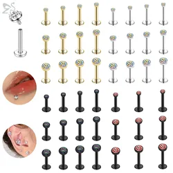 ZS 5pcs/lot 16G Stainless Steel Lip Ring Internal Thread Labret Piercing Silver Color Ear Stud 5mm/6mm/7mm/8mm Cartilage Earring