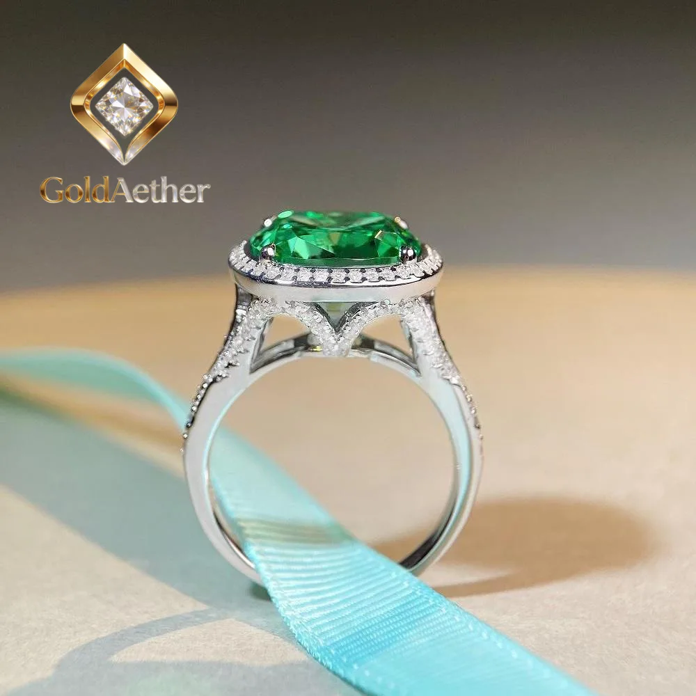 

GoldAether Luxury white gold solid platinum PT950 Women's Green Diamond Ring 5 karat