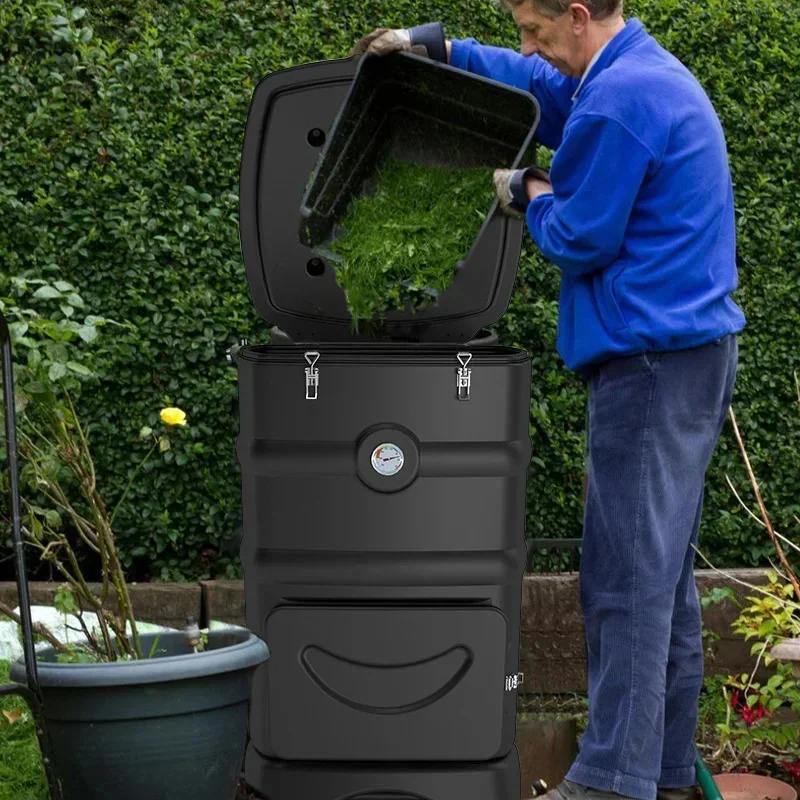 110L Thermal Insulation Kitchen Waste Fermentation Composting Box Home Gardening Courtyard Composting Bucket Outdoor Aerobic