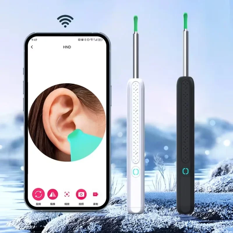 Otoscopio inalámbrico WiFi para selección de orejas, cámara boroscopio luminoso, limpieza de cera de los oídos, inspección Oral, cuidado de la salud, limpiador de oídos