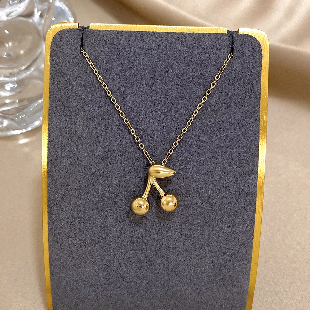 

Small & Sweet Cherry Necklace Thin Chain Choker for Women Dainty Trendy Fruit Pendant Collar Valentine's Day Birthday Party Gift