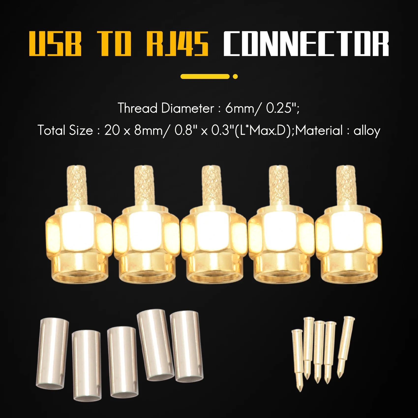 5pcs SMA Male Plug Straight Crimp RG316 RG174 Rf Adapter Connector