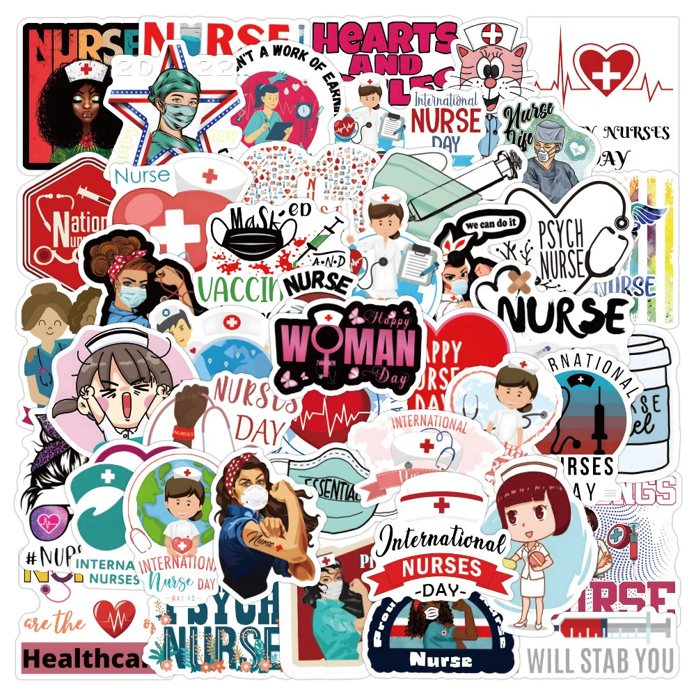 10/30/60pcs International Nurses' Day Nurse Doctor Graffiti Stickers Decal Guitar Laptop Phone Luggage Fridge Cartoon Sticker