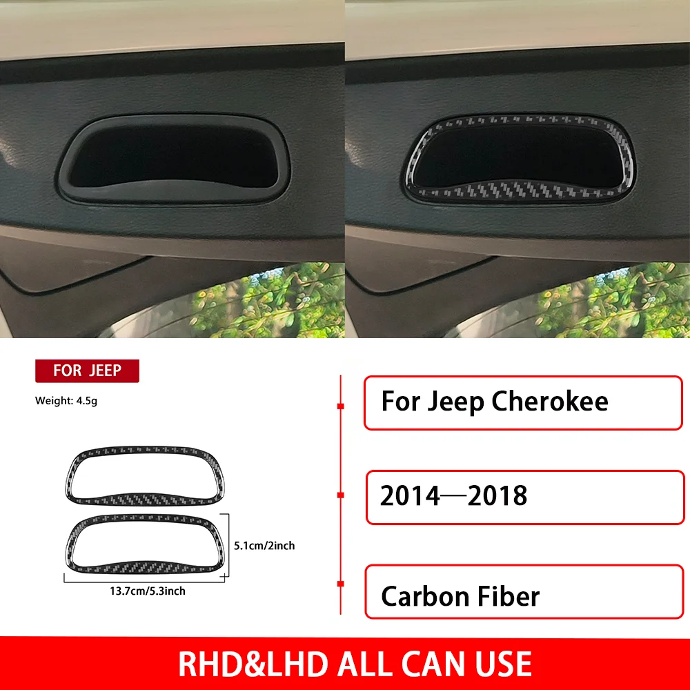 For Jeep Cherokee 2014—2018 Car Accessories Real Carbon Fiber Auto Rear Trail Trunk Puller Frame Cover Trim Sticker Decoration