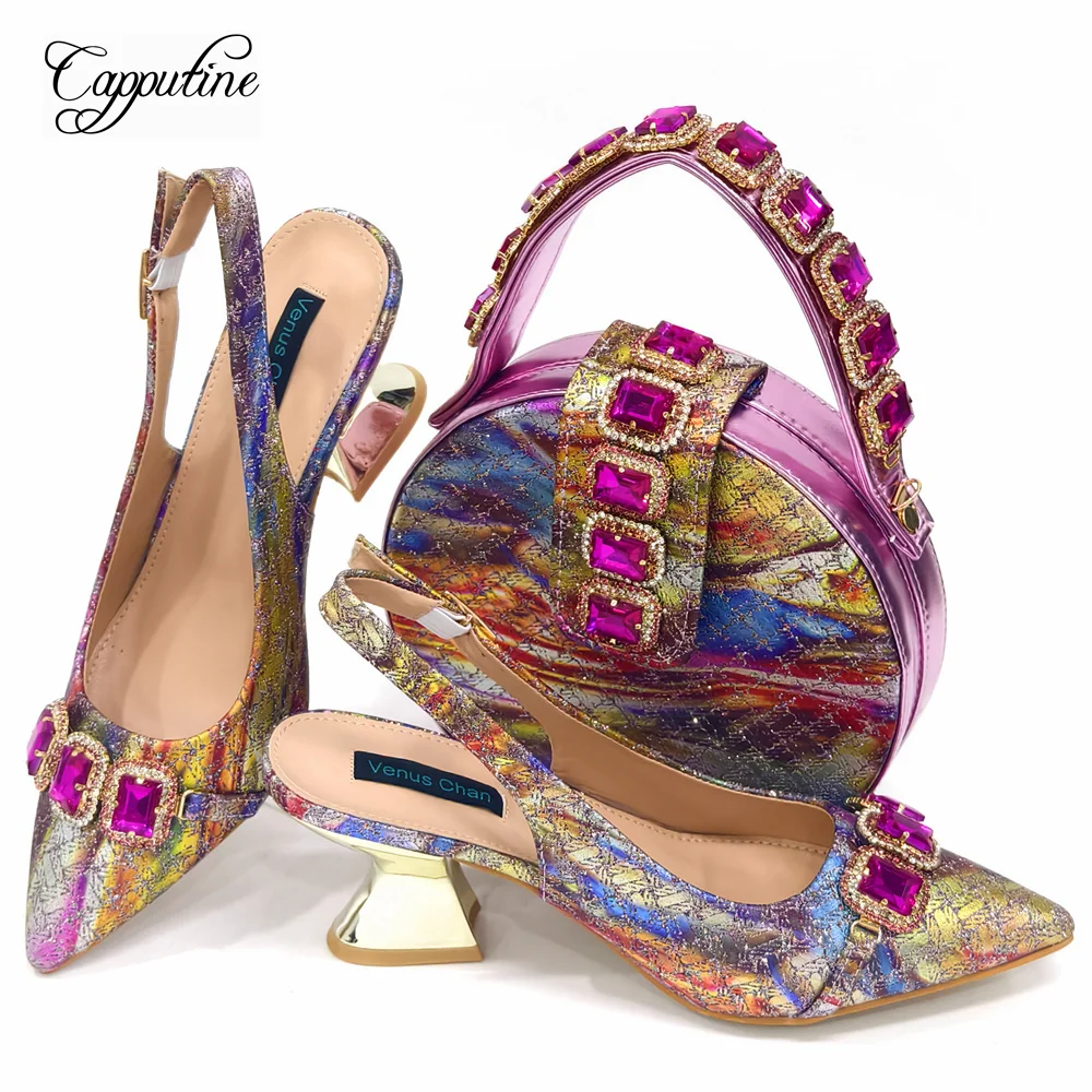 Wine Women Shoes And Bag Set Luxury African Ladies High Heels Pumps Match With Handbag Sandals Escarpins Femme Sandales CR875